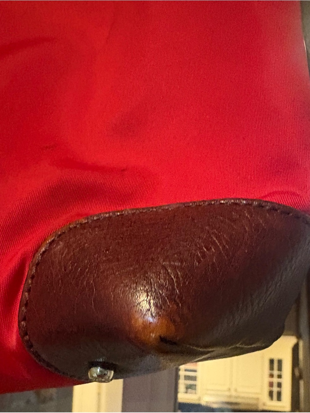 Kate Spade Vintage -Red Luxury Nylon Satchel with Brown Leather Trim and Handles - Picture 4 of 11